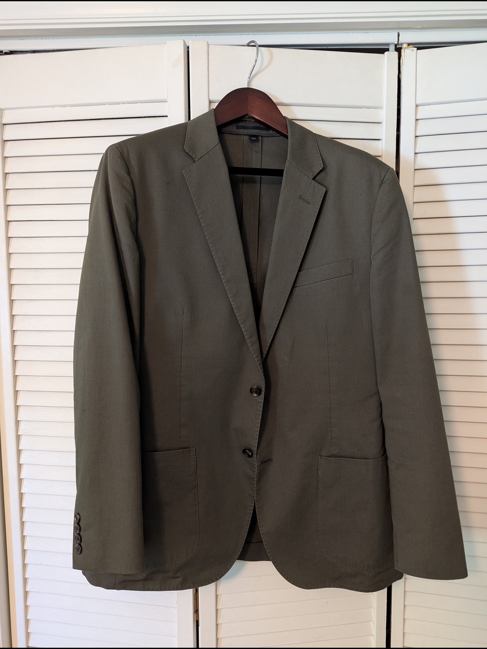 J. Crew Olive Green Single-Breasted Notch Lapel Blazer Unlined